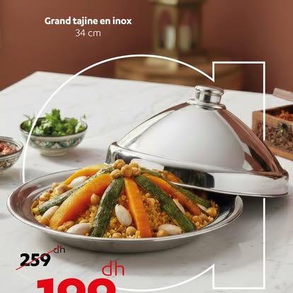 Grand tajine en inox 34 cm