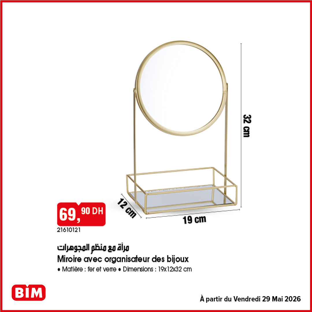Miroire avec organisateur de bijoux BIM