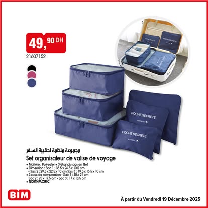 Set organisateur de valise de voyage