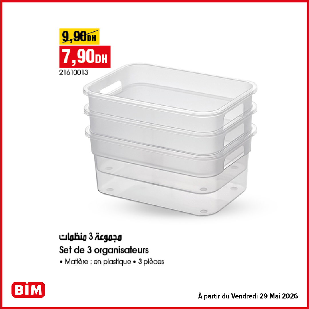 Set de 3 organisateurs plastique BIM