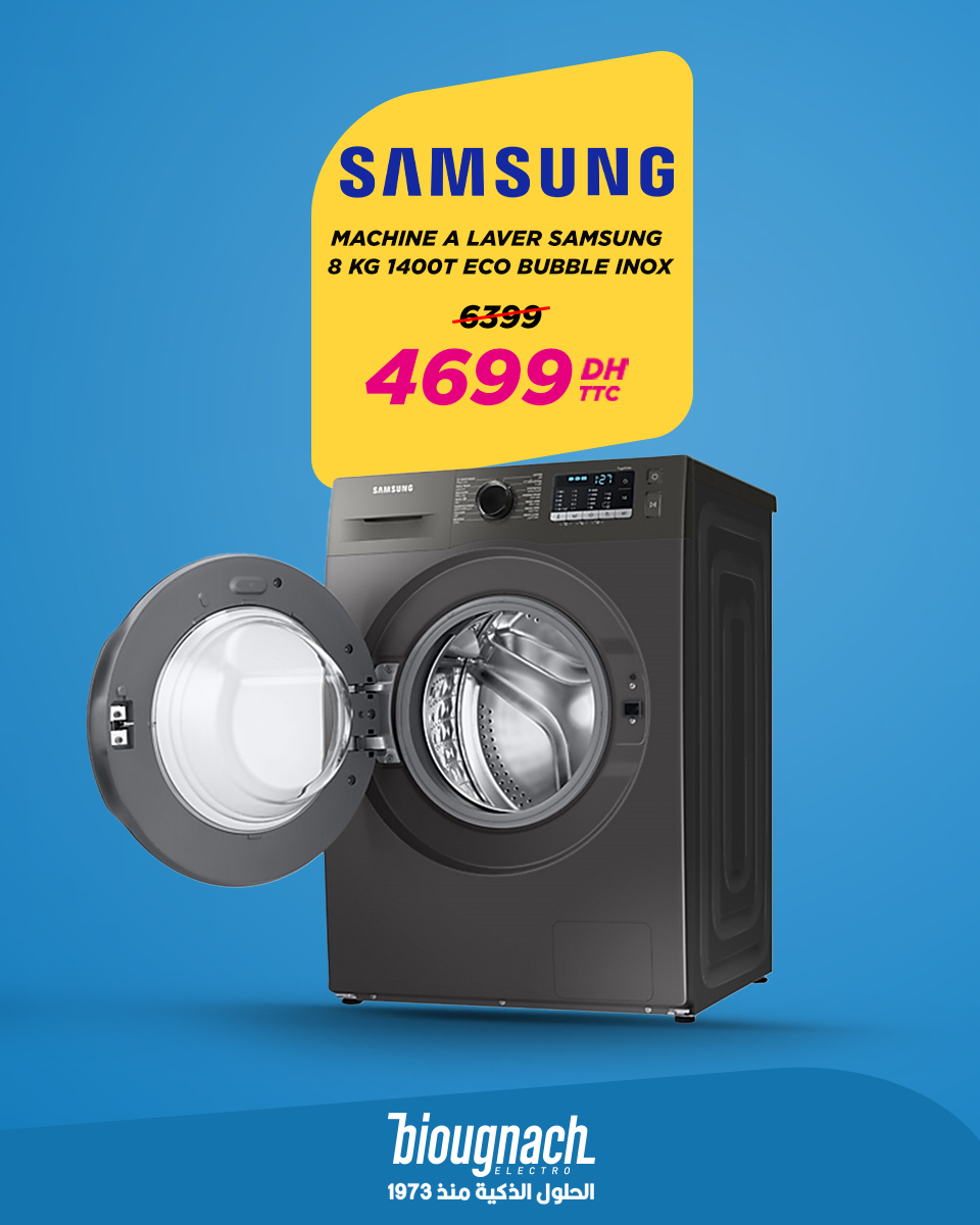 Machine à laver Samsung 8 KG 1400T ECO Bubble Inox