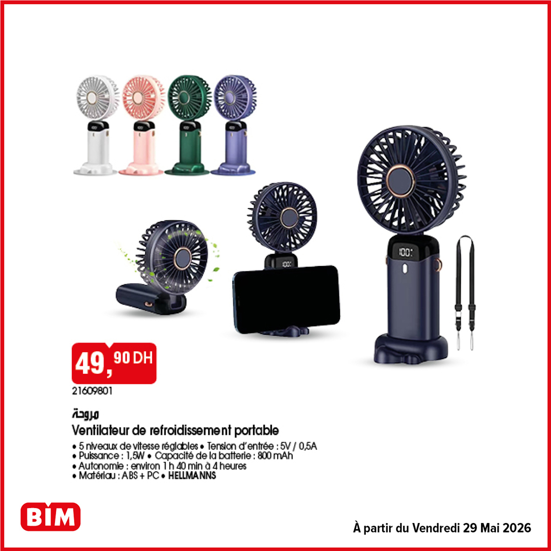 Ventilateur portable rechargeable Hellmanns BIM