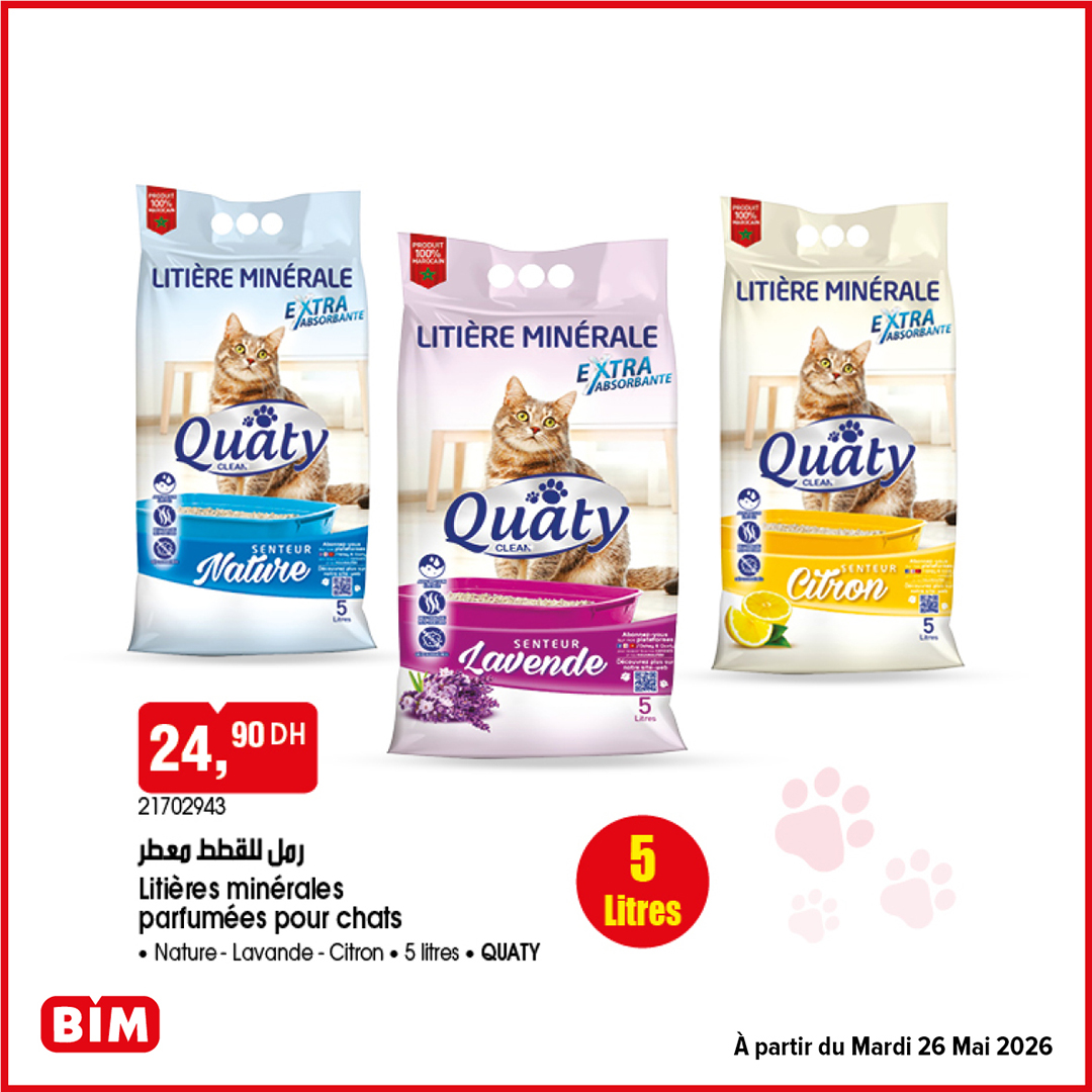 Litière minérale Quaty 5L BIM — 24,90 DH