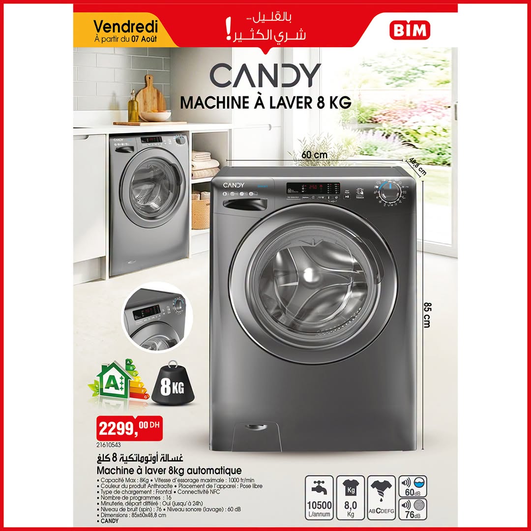Candy machine à laver automatique 8 kg BIM
