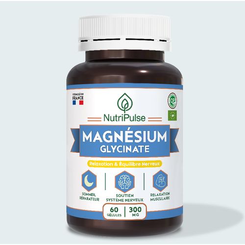 NutriPulse Magnésium Glycinate 300 mg – Anti-Stress, Sommeil & Relaxation Muscles – 60 Gélules